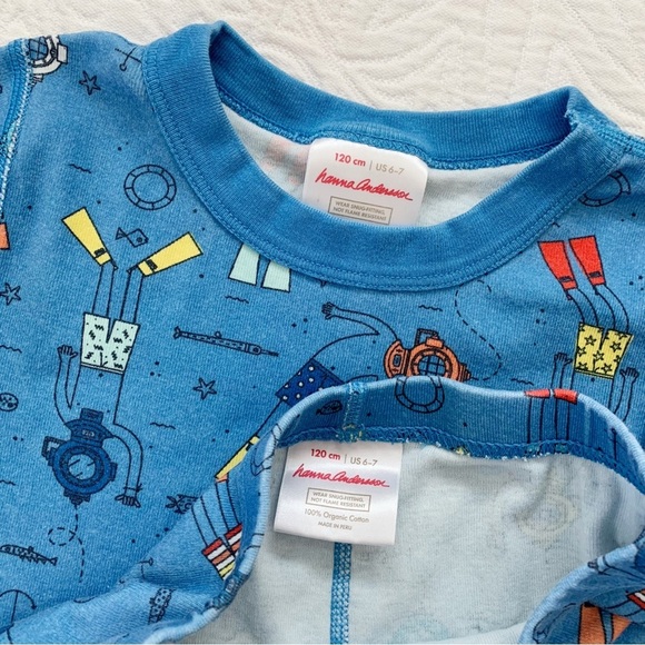 Hanna Andersson Organic Cotton Short Sleeve Pajama Set, Diver Blue - Picture 2 of 2